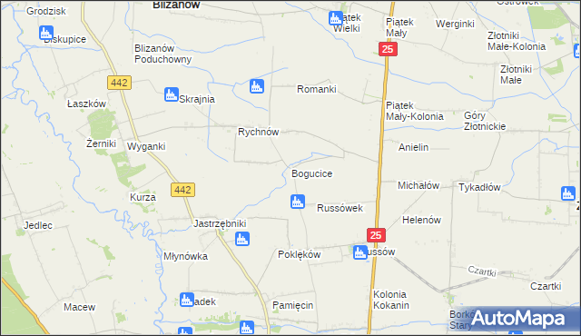 mapa Bogucice gmina Blizanów, Bogucice gmina Blizanów na mapie Targeo