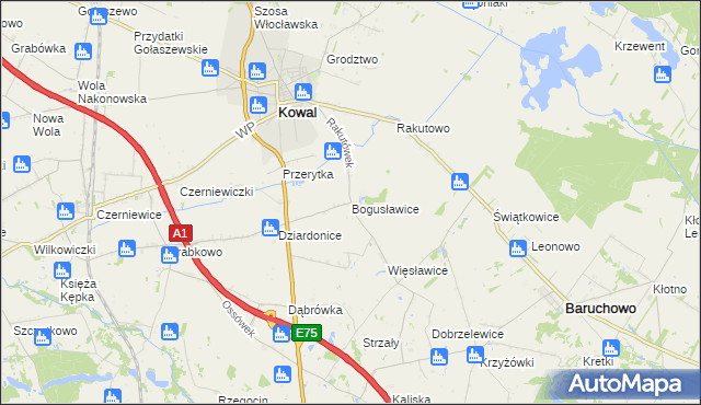 mapa Bogusławice gmina Kowal, Bogusławice gmina Kowal na mapie Targeo