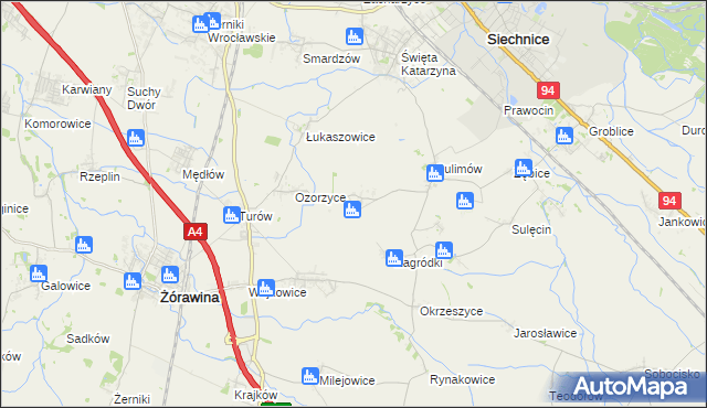 mapa Bogusławice gmina Siechnice, Bogusławice gmina Siechnice na mapie Targeo
