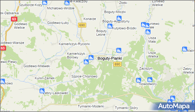 mapa Boguty-Pianki, Boguty-Pianki na mapie Targeo