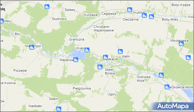 mapa Boiska-Kolonia gmina Józefów nad Wisłą, Boiska-Kolonia gmina Józefów nad Wisłą na mapie Targeo