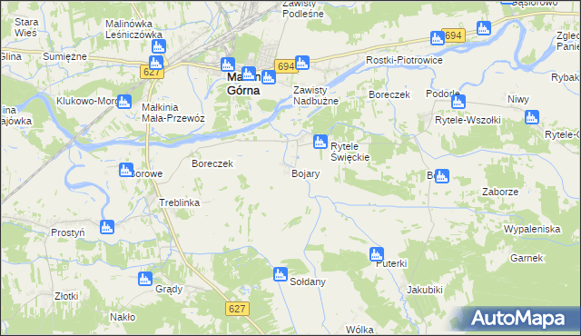 mapa Bojary gmina Kosów Lacki, Bojary gmina Kosów Lacki na mapie Targeo