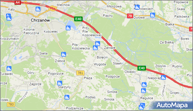 mapa Bolęcin gmina Trzebinia, Bolęcin gmina Trzebinia na mapie Targeo
