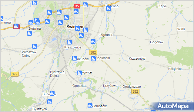 mapa Boleścin gmina Świdnica, Boleścin gmina Świdnica na mapie Targeo