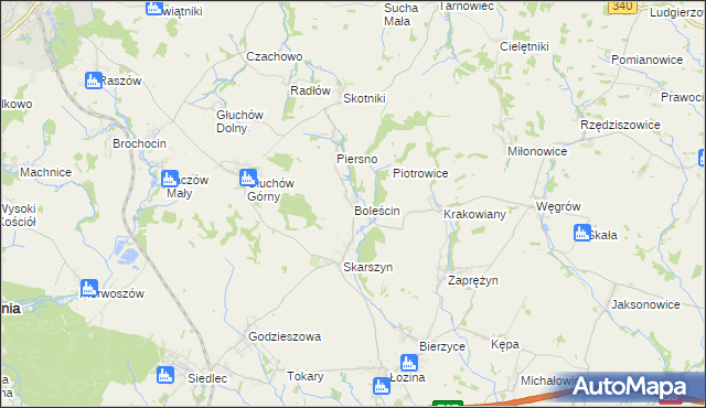 mapa Boleścin gmina Trzebnica, Boleścin gmina Trzebnica na mapie Targeo