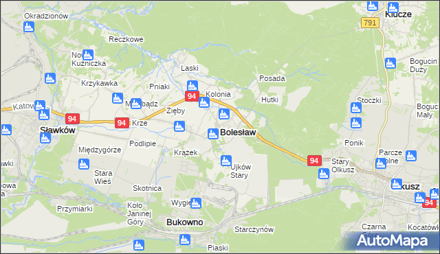 mapa Bolesław powiat olkuski, Bolesław powiat olkuski na mapie Targeo