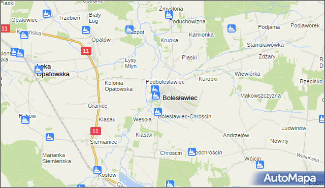 mapa Bolesławiec powiat wieruszowski, Bolesławiec powiat wieruszowski na mapie Targeo