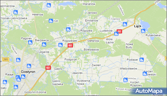 mapa Bolesławów gmina Gostynin, Bolesławów gmina Gostynin na mapie Targeo