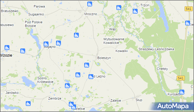 mapa Boleszyn gmina Grodziczno, Boleszyn gmina Grodziczno na mapie Targeo