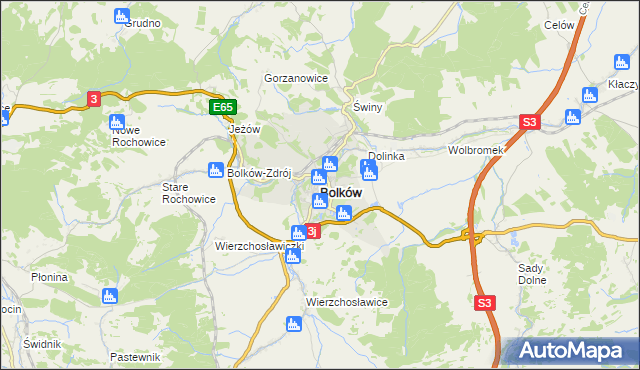 mapa Bolków powiat jaworski, Bolków powiat jaworski na mapie Targeo