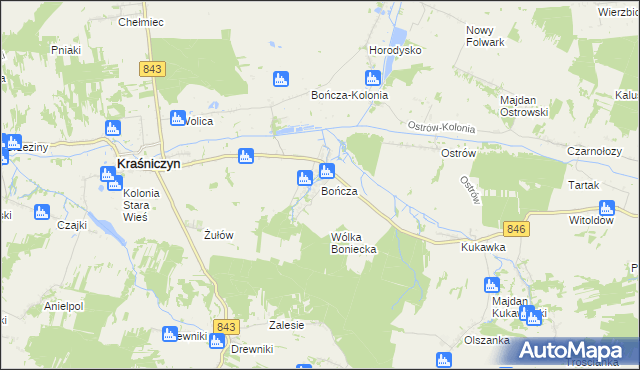 mapa Bończa gmina Kraśniczyn, Bończa gmina Kraśniczyn na mapie Targeo