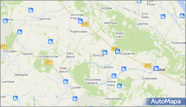 mapa Bończa gmina Słubice, Bończa gmina Słubice na mapie Targeo