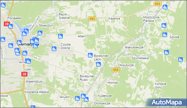 mapa Boratyniec Lacki, Boratyniec Lacki na mapie Targeo