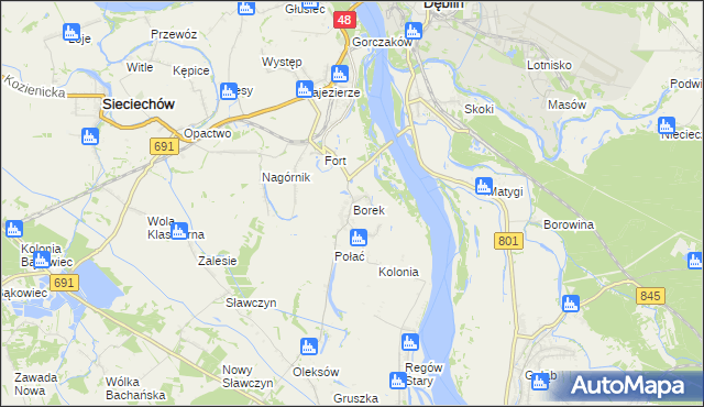 mapa Borek gmina Gniewoszów, Borek gmina Gniewoszów na mapie Targeo