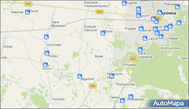 mapa Borek gmina Hajnówka, Borek gmina Hajnówka na mapie Targeo
