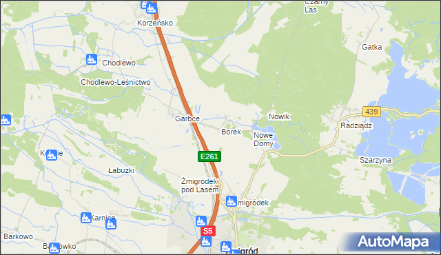 mapa Borek gmina Żmigród, Borek gmina Żmigród na mapie Targeo