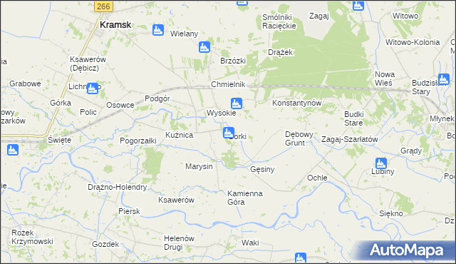 mapa Borki gmina Kramsk, Borki gmina Kramsk na mapie Targeo