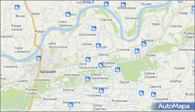 mapa Borki gmina Szczucin, Borki gmina Szczucin na mapie Targeo