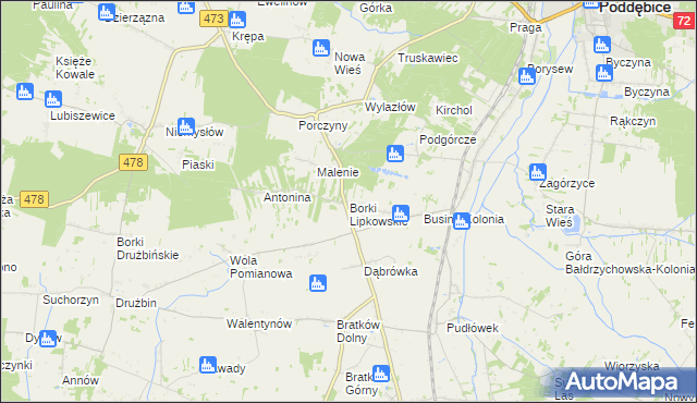 mapa Borki Lipkowskie, Borki Lipkowskie na mapie Targeo