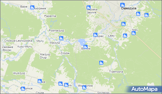 mapa Borków gmina Daleszyce, Borków gmina Daleszyce na mapie Targeo