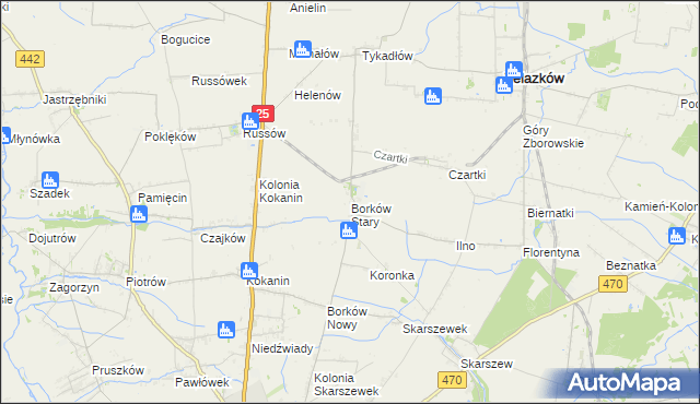 mapa Borków Stary, Borków Stary na mapie Targeo