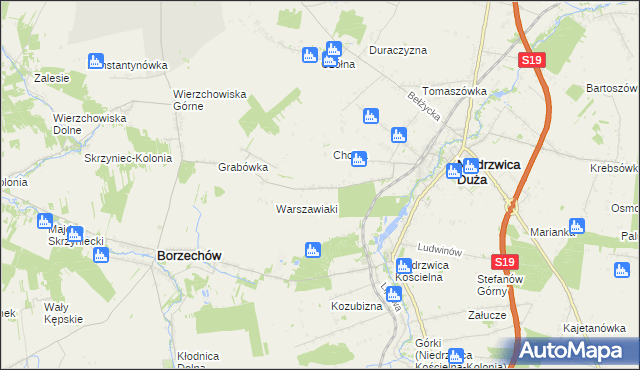 mapa Borkowizna gmina Niedrzwica Duża, Borkowizna gmina Niedrzwica Duża na mapie Targeo