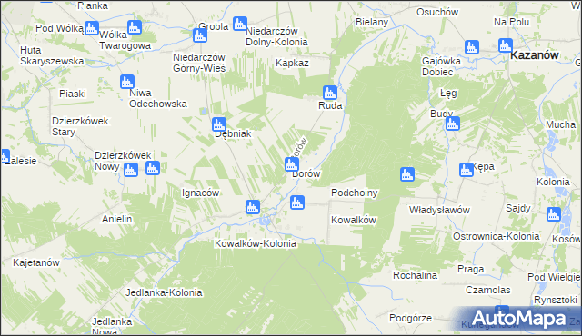 mapa Borów gmina Kazanów, Borów gmina Kazanów na mapie Targeo