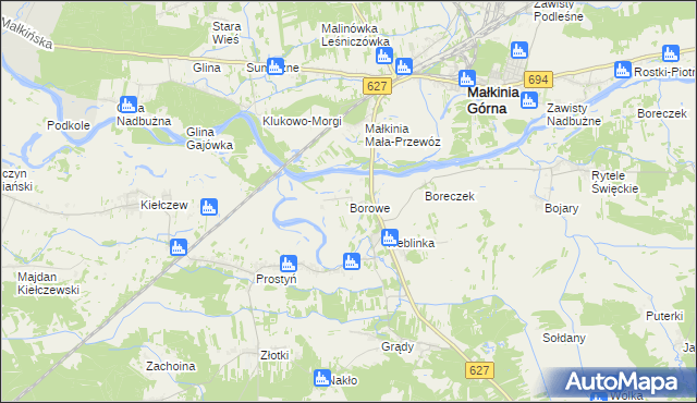 mapa Borowe gmina Małkinia Górna, Borowe gmina Małkinia Górna na mapie Targeo