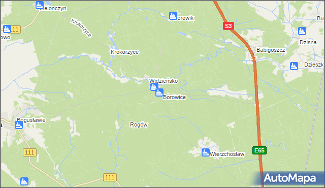 mapa Borowice gmina Stepnica, Borowice gmina Stepnica na mapie Targeo