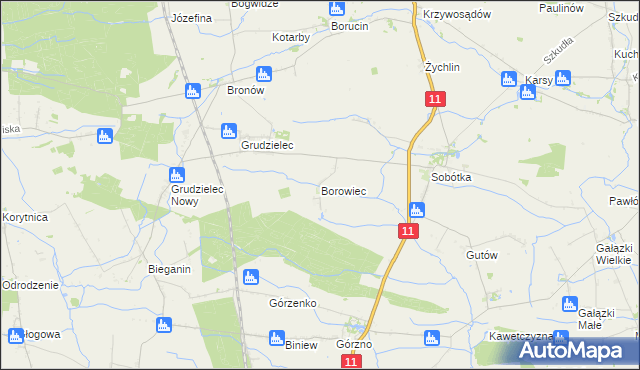 mapa Borowiec gmina Ostrów Wielkopolski, Borowiec gmina Ostrów Wielkopolski na mapie Targeo
