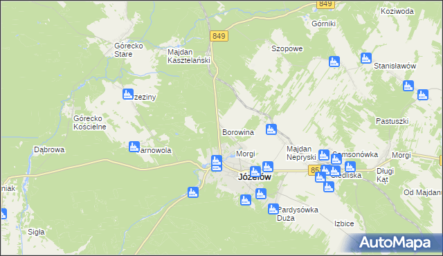 mapa Borowina gmina Józefów, Borowina gmina Józefów na mapie Targeo