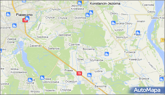 mapa Borowina gmina Konstancin-Jeziorna, Borowina gmina Konstancin-Jeziorna na mapie Targeo