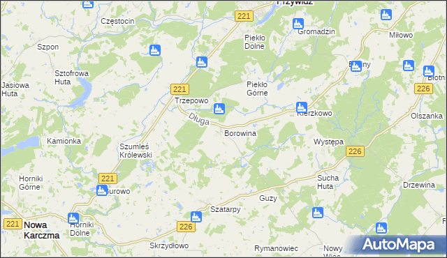 mapa Borowina gmina Przywidz, Borowina gmina Przywidz na mapie Targeo