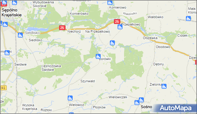 mapa Borówki gmina Sośno, Borówki gmina Sośno na mapie Targeo