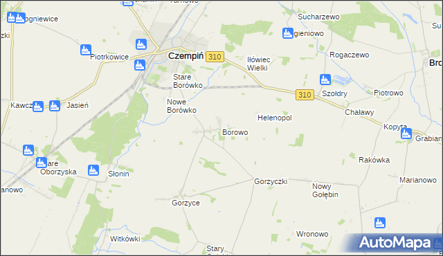 mapa Borowo gmina Czempiń, Borowo gmina Czempiń na mapie Targeo
