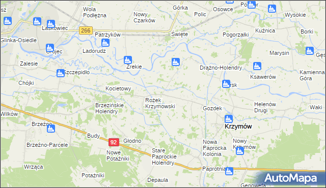 mapa Borowo gmina Krzymów, Borowo gmina Krzymów na mapie Targeo