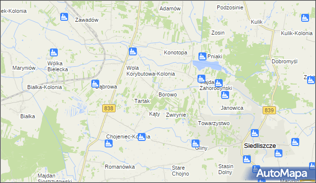 mapa Borowo gmina Siedliszcze, Borowo gmina Siedliszcze na mapie Targeo