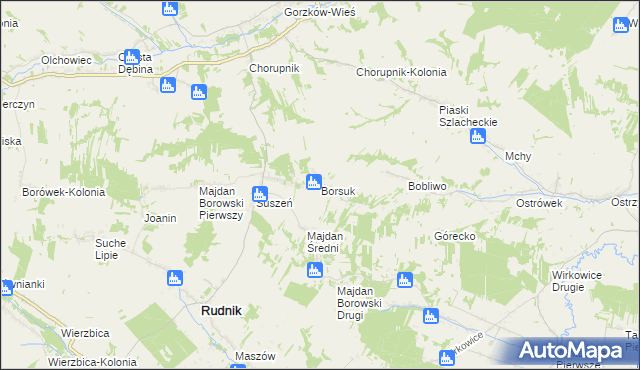 mapa Borsuk gmina Gorzków, Borsuk gmina Gorzków na mapie Targeo