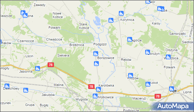 mapa Borszowice gmina Imielno, Borszowice gmina Imielno na mapie Targeo