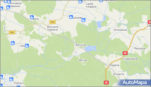 mapa Borucice gmina Lubsza, Borucice gmina Lubsza na mapie Targeo