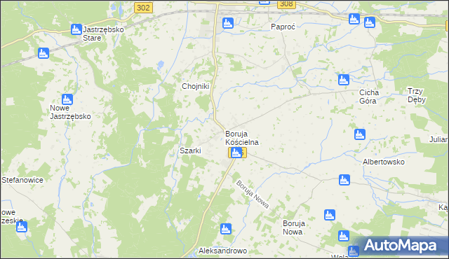 mapa Boruja Kościelna, Boruja Kościelna na mapie Targeo