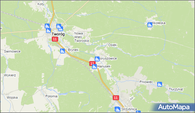 mapa Boruszowice, Boruszowice na mapie Targeo
