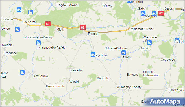 mapa Borychów, Borychów na mapie Targeo