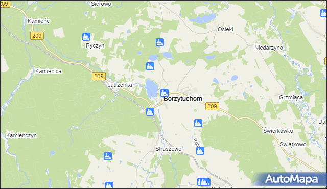 mapa Borzytuchom, Borzytuchom na mapie Targeo