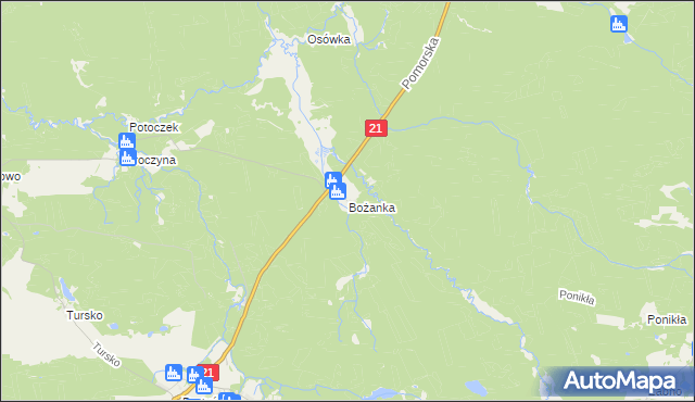 mapa Bożanka, Bożanka na mapie Targeo