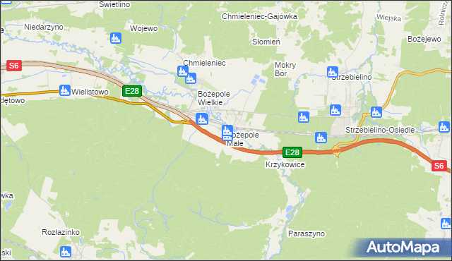 mapa Bożepole Małe, Bożepole Małe na mapie Targeo