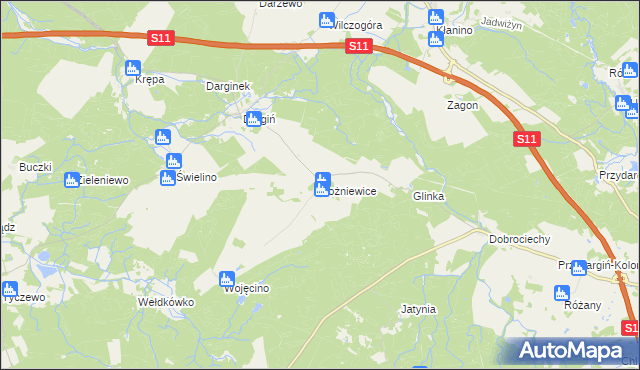 mapa Bożniewice gmina Bobolice, Bożniewice gmina Bobolice na mapie Targeo