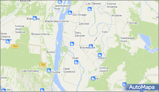 mapa Braciejowice, Braciejowice na mapie Targeo