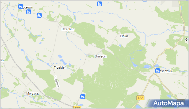 mapa Bralęcin, Bralęcin na mapie Targeo