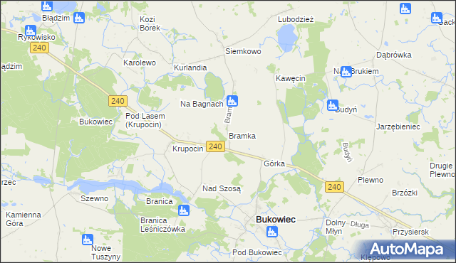 mapa Bramka gmina Bukowiec, Bramka gmina Bukowiec na mapie Targeo